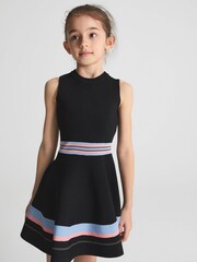 Reiss Black Elsie Junior Knitted Mini Dress - Image 1 of 7