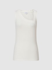 Reiss Cream Erin Sleeveless Asymmetric Neckline Top - Image 2 of 5