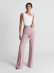 Reiss Cream Erin Sleeveless Asymmetric Neckline Top - Image 3 of 5