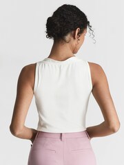 Reiss Cream Erin Sleeveless Asymmetric Neckline Top - Image 5 of 5