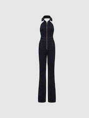Reiss Indigo Pennie Denim Halter Jumpsuit - Image 2 of 6