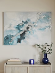 Blue/Silver Abstract Canvas Wall Art - Image 1 of 6