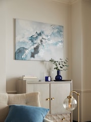 Blue/Silver Abstract Canvas Wall Art - Image 2 of 6