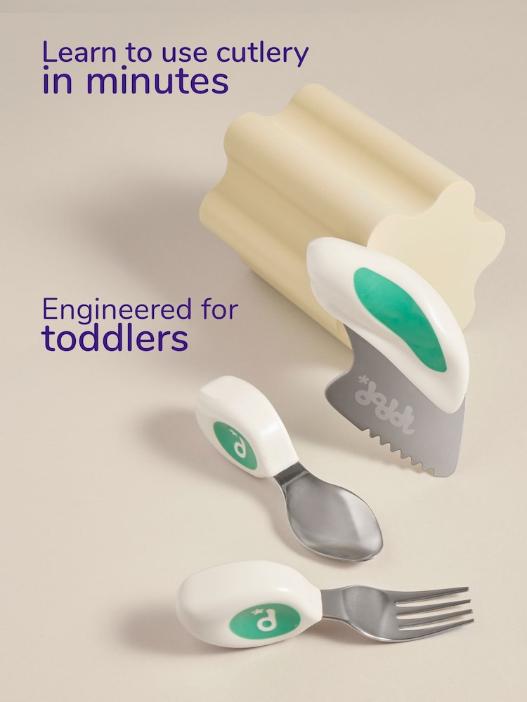 3 Piece Aqua Green doddl Knife Fork & Spoon Aqua Toddler Cutlery Set - Image 2 of 6