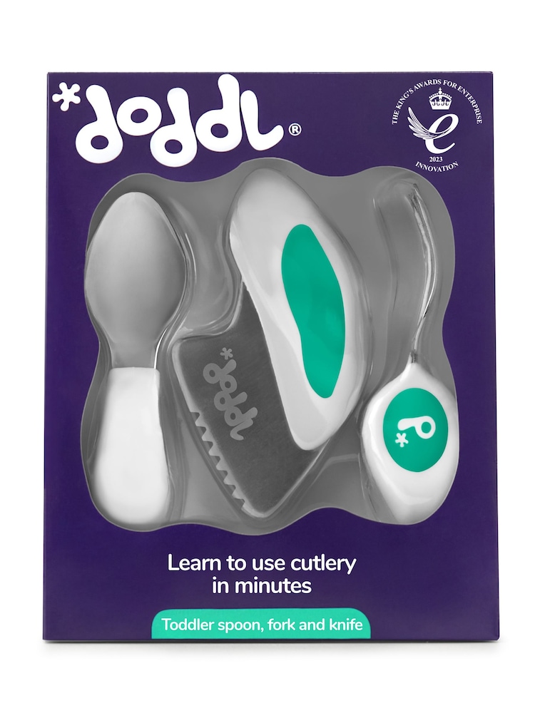 3 Piece Aqua Green doddl Knife Fork & Spoon Aqua Toddler Cutlery Set - Image 6 of 6