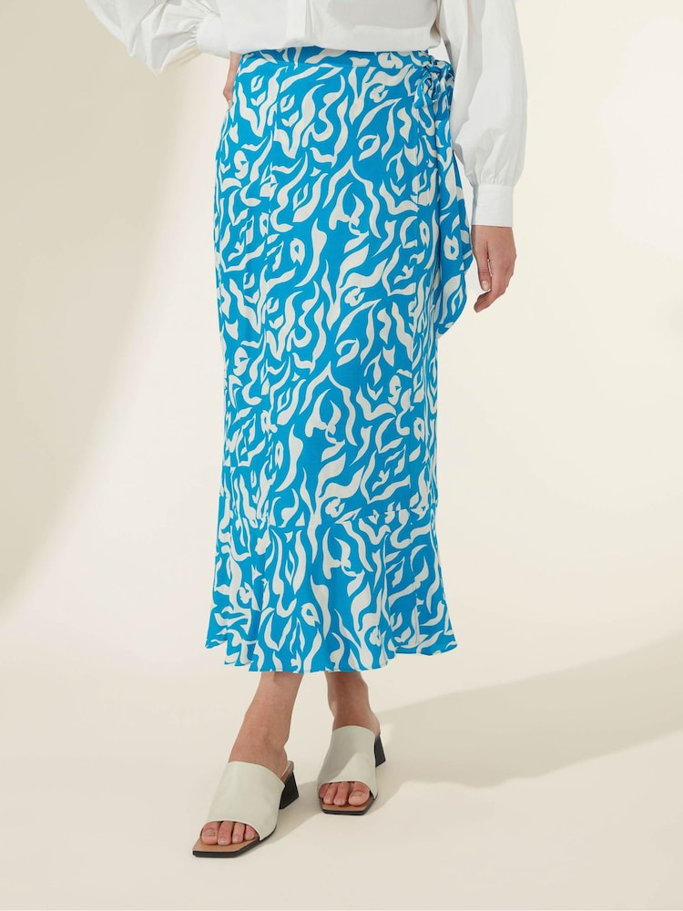 Ro&Zo Blue Animal Print Wrap Skirt - Image 1 of 1
