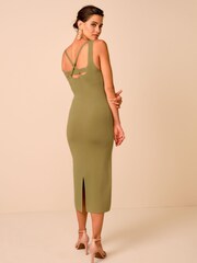 Khaki Green Cut-Out Back Knit Jumper Dress - Image 3 of 6