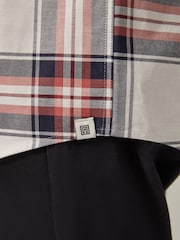 Ecru White/Navy Blue Stretch Oxford Check Short Sleeve Shirt - Image 5 of 8
