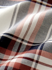 Ecru White/Navy Blue Stretch Oxford Check Short Sleeve Shirt - Image 8 of 8