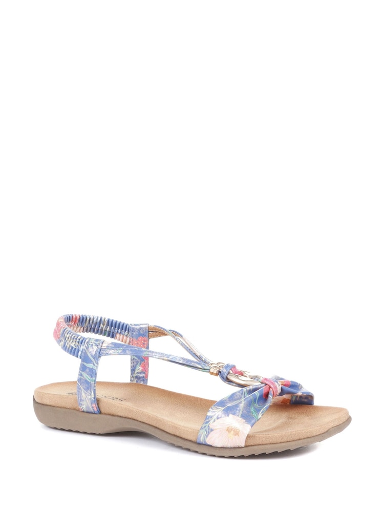 Pavers Blue Flat Strappy Sandals - Image 3 of 5