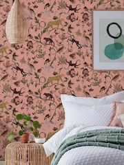 furn. Pink Exotic Wildlings Tropical Wallpaper - Image 1 of 3