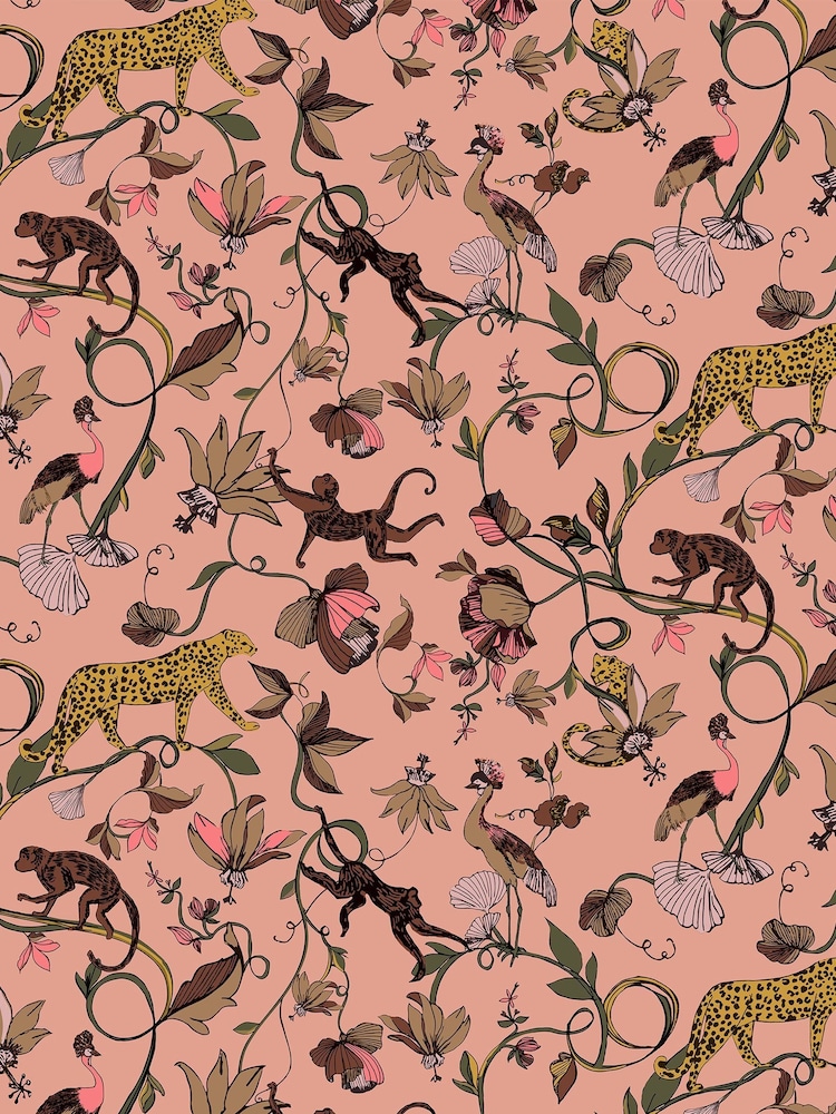 furn. Pink Exotic Wildlings Tropical Wallpaper - Image 3 of 3