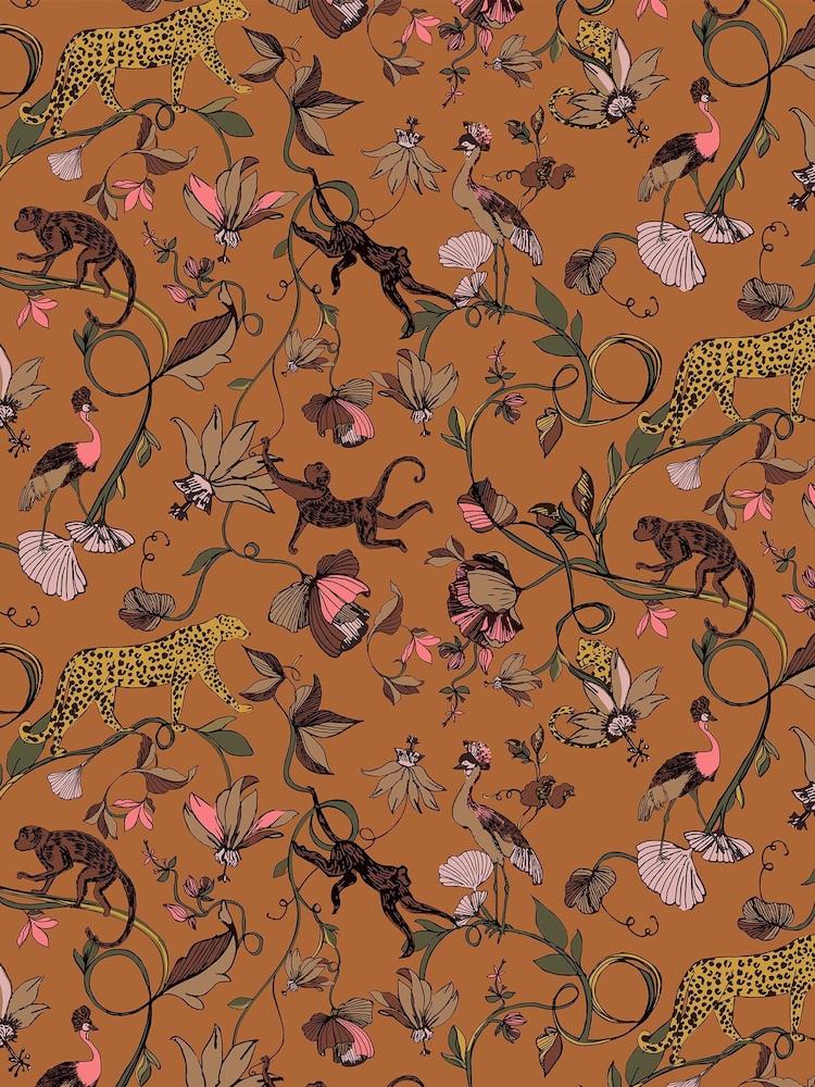 furn. Orange Exotic Wildlings Tropical Wallpaper - Image 3 of 3
