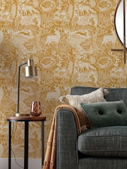 furn. Yellow Winter Woods Animal Wallpaper - Image 1 of 3