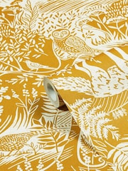 furn. Yellow Winter Woods Animal Wallpaper - Image 2 of 3