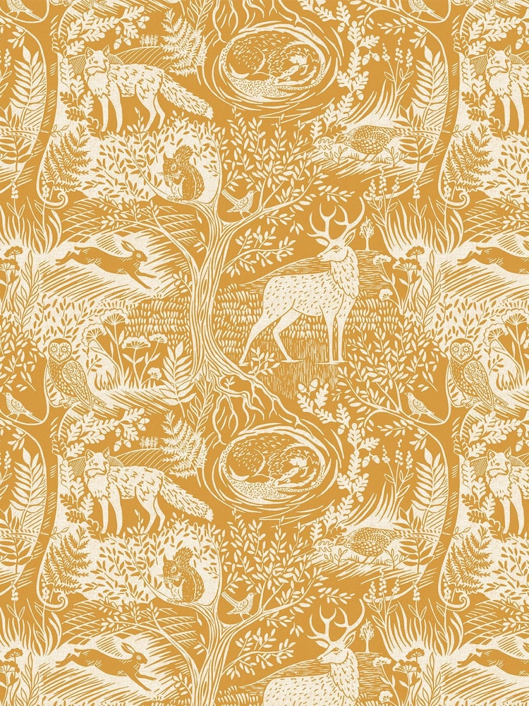 furn. Yellow Winter Woods Animal Wallpaper - Image 3 of 3