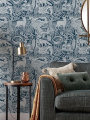 furn. Blue Winter Woods Animal Wallpaper - Image 1 of 3