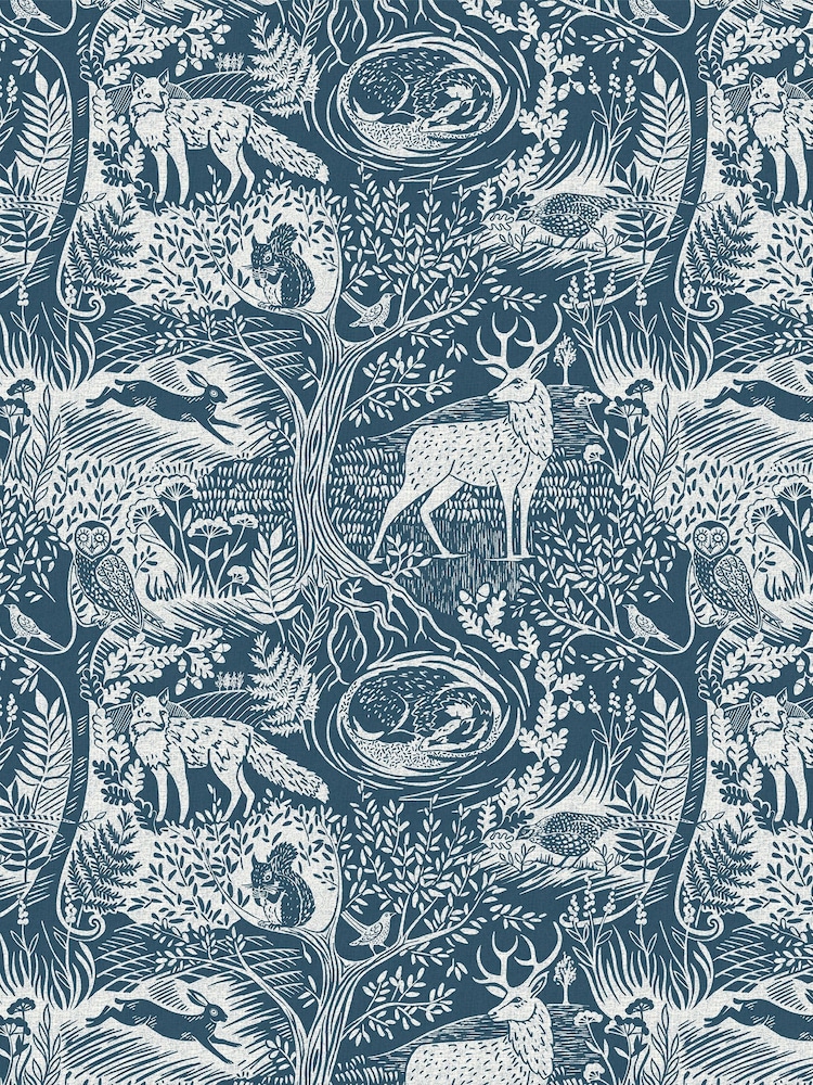 furn. Blue Winter Woods Animal Wallpaper - Image 2 of 3