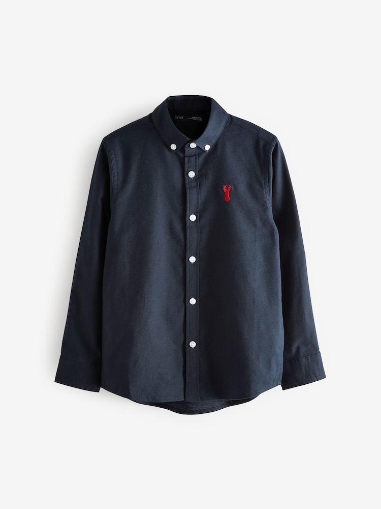 Navy Blue Long Sleeve Oxford Shirt (3-16yrs) - Image 1 of 3 Navy Blue Long Sleeve Oxford Shirt (3-16yrs) - Image 1 of 3