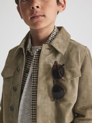 Reiss Sage Spark Junior Suede Overshirt - Image 8 of 9
