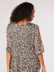 Apricot Green Illustrated Flower Top - Image 2 of 4