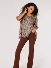 Apricot Green Illustrated Flower Top - Image 3 of 4