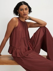 River Island Brown Sleeveless Satin Halter Neck Top - Image 2 of 4