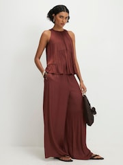 River Island Brown Sleeveless Satin Halter Neck Top - Image 3 of 4