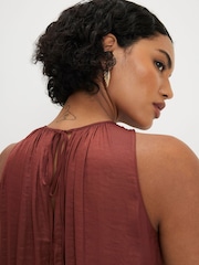 River Island Brown Sleeveless Satin Halter Neck Top - Image 4 of 4