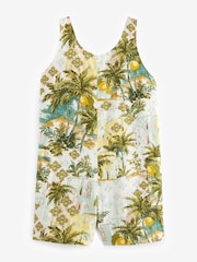 Yellow/Green Linen Blend Sleeveless Playsuit - Image 7 of 8
