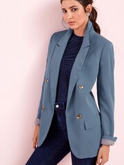 Blue Relaxed Fit Tailored Blazer - Image 1 of 5