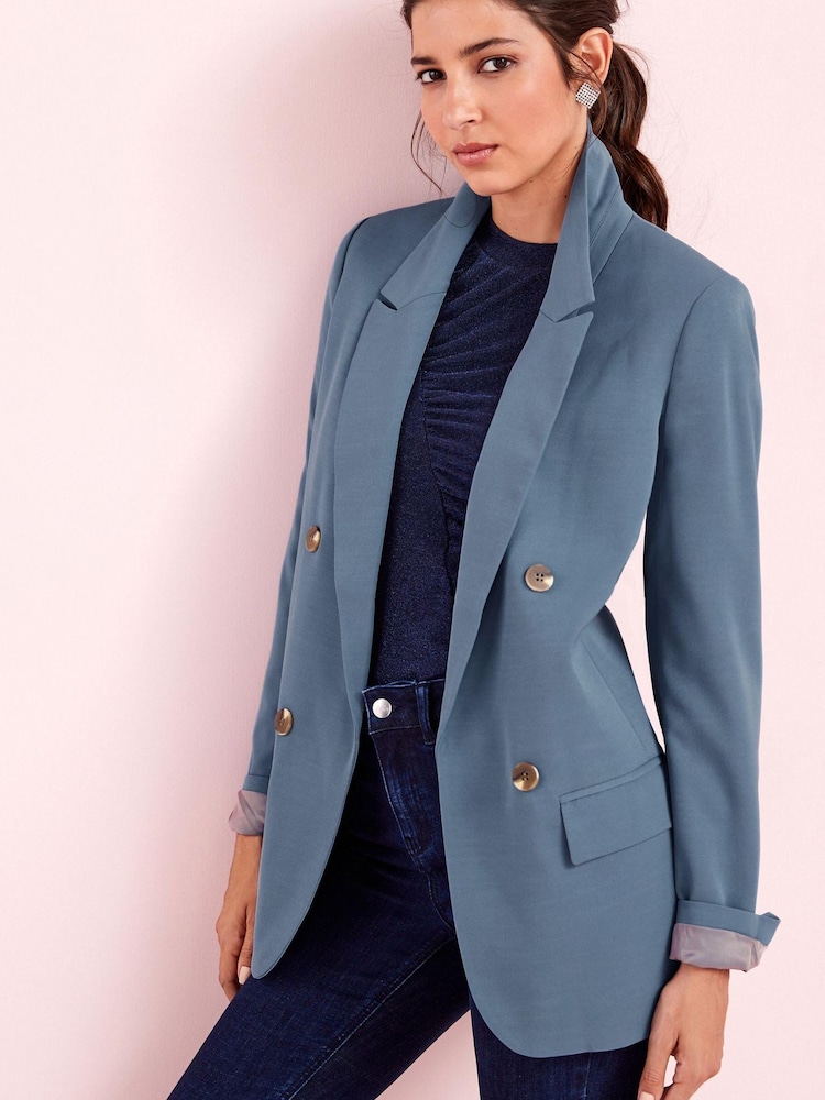 Blue Relaxed Fit Tailored Blazer - Image 1 of 5