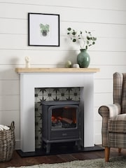 White Dual Tile Effect Space Saving Fire Surround - Image 2 of 10