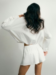 River Island White Pull On Tie Waist Shorts - Image 4 of 4