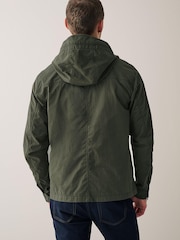 Khaki Green Shower Resistant Hooded Utility Jacket - Image 3 of 8