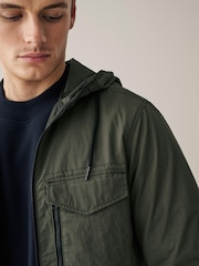 Khaki Green Shower Resistant Hooded Utility Jacket - Image 5 of 8