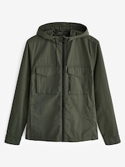 Khaki Green Shower Resistant Hooded Utility Jacket - Image 6 of 8