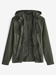 Khaki Green Shower Resistant Hooded Utility Jacket - Image 7 of 8