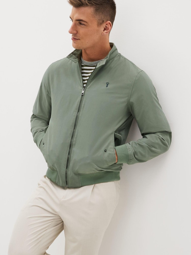 Salbeigrün - Wasserabweisende Harrington-Jacke mit Karofutter - Bild 1 von 10