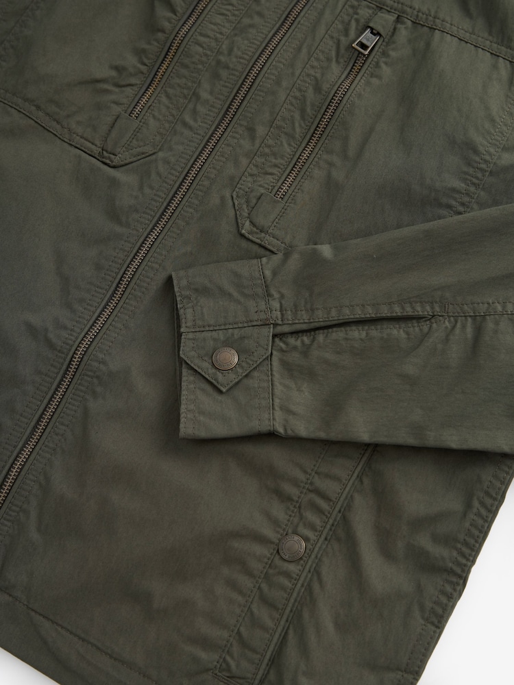 Khaki Green Shower Resistant Utility Shacket - Image 8 of 8
