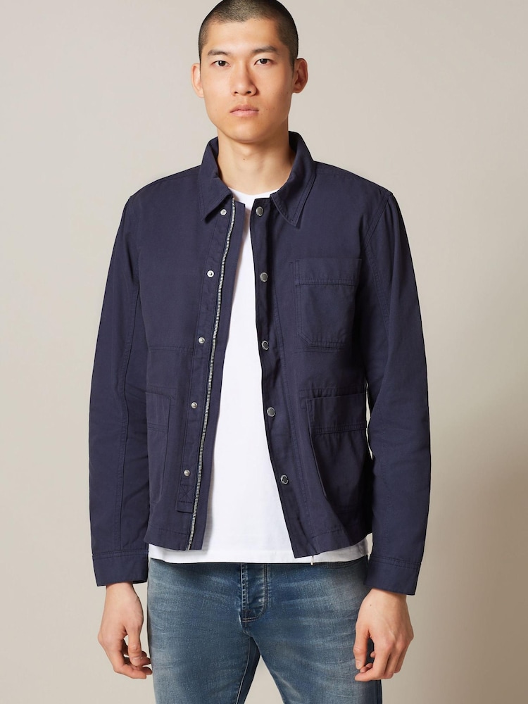 Blue Cotton Worker Shacket - Image 1 of 11