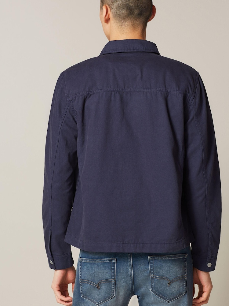 Blue Cotton Worker Shacket - Image 2 of 11