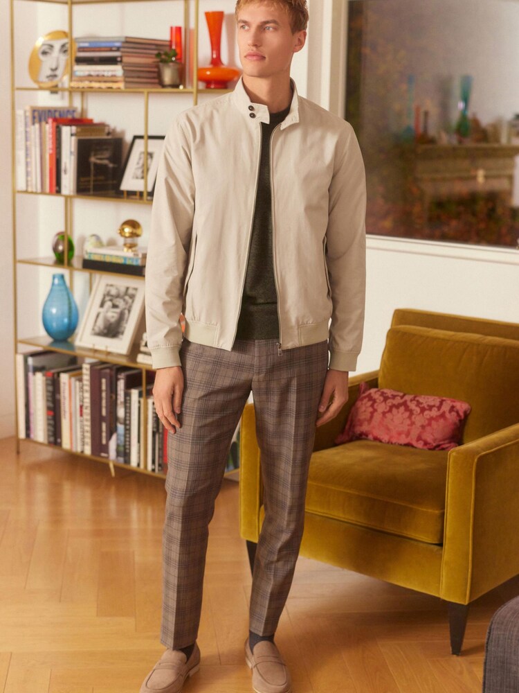 Steinfarben/Uni - Wasserabweisende Harrington-Jacke mit Karofutter - Bild 2 von 7 Steinfarben/Uni - Wasserabweisende Harrington-Jacke mit Karofutter - Bild 2 von 7