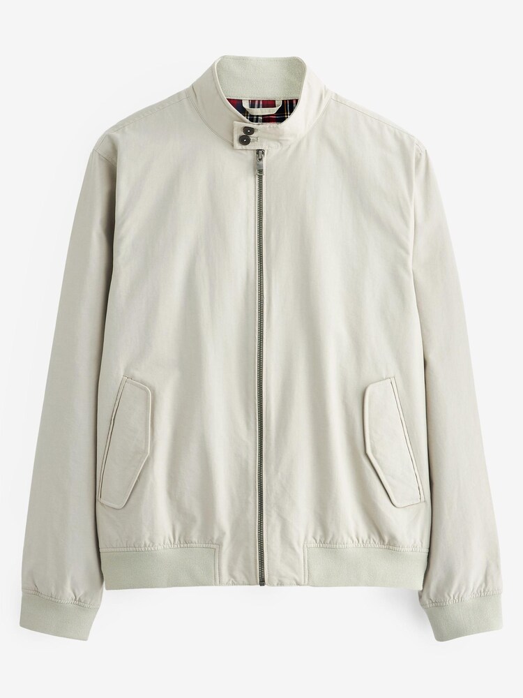 Stone Plain Shower Resistant Check Lining Harrington Jacket - Image 3 of 7