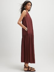 River Island Brown Sleeveless Satin Halter Neck Dress - Image 2 of 4