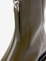 Khaki Green Forever Comfort® Leather Chunky Front Zip Boots - Image 4 of 5