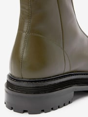 Khaki Green Forever Comfort® Leather Chunky Front Zip Boots - Image 5 of 5