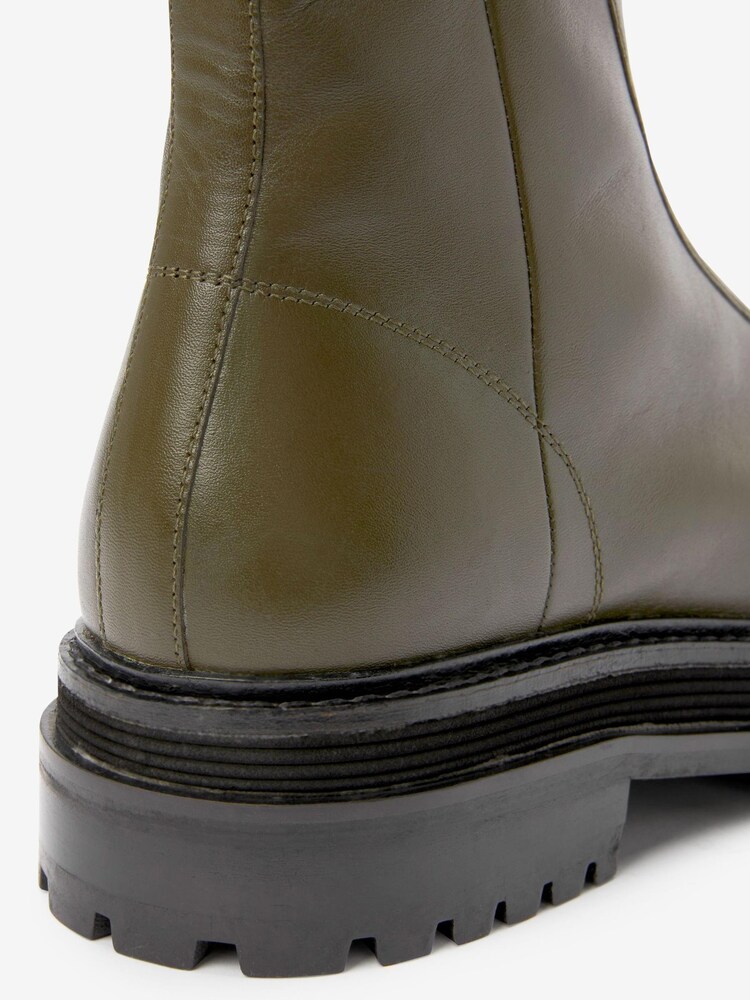 Khaki Green Forever Comfort® Leather Chunky Front Zip Boots - Image 5 of 5