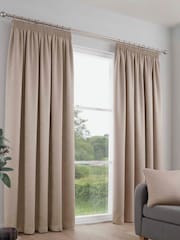 Fusion Natural Galaxy Dim Out Woven Pair of Pencil Pleat Curtains - Image 1 of 3