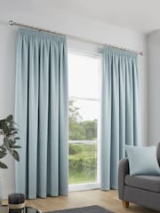 Fusion Duck Egg Galaxy Room Darkening Woven Pair of Pencil Pleat Curtains - Image 1 of 3